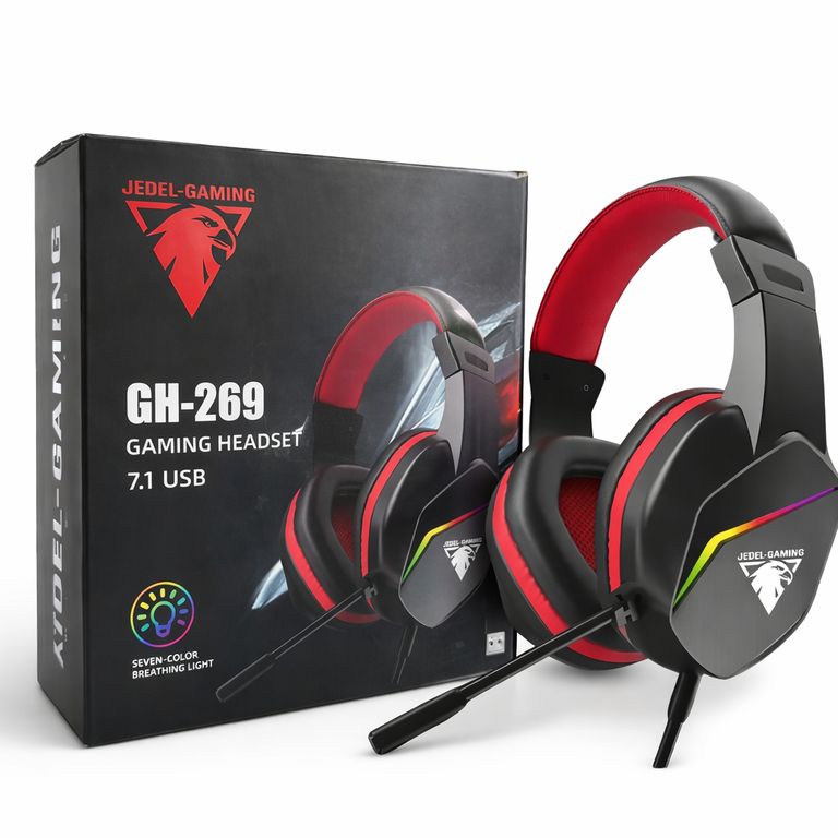 Audífonos Con Micrófono Gamer Luces RGB Negro