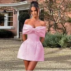 GENERICO - Vestido rosa hombros descubiertos