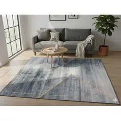 GENERICO - Alfombra de vinilo gris con dorado - 300 x 200 cm