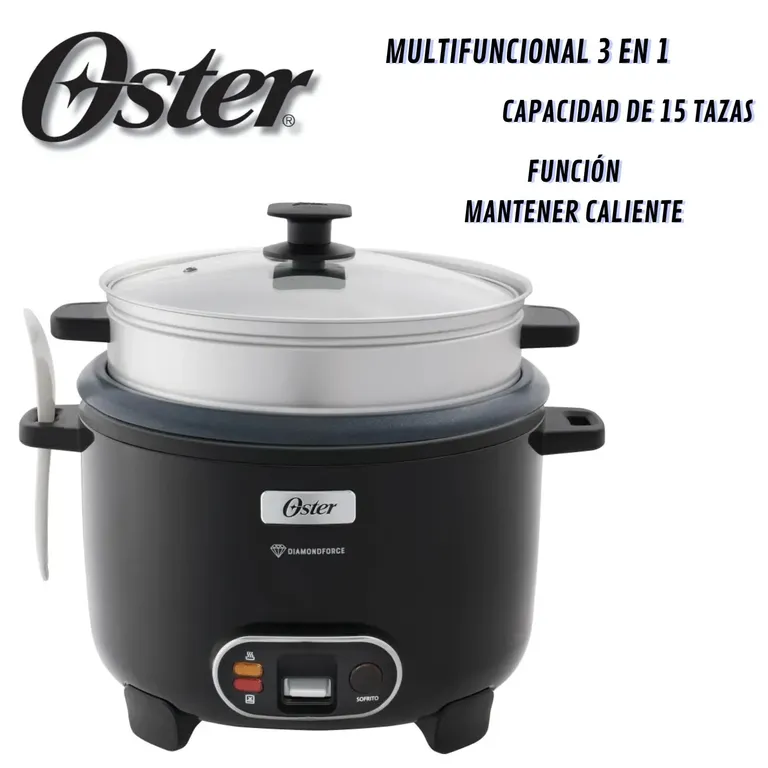 Olla Arrocera CKSTRC15DFBLK 28L con Vaporera y Función Sofrito - Negra