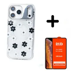 CASE - Funda Mikalen Con Magsafe Floreado Para Iphone 17 Air - Blanco + Mica Vidrio