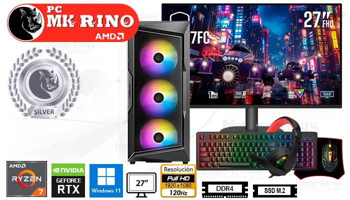 Computadora Core i7-12700F 16GB 512GB SSD 23.8" RTX 3050 6GB Windows 11 Pro