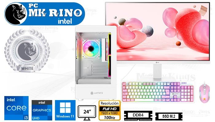 Computadora Core i3-12100F 16GB 500GB SSD 32" GT 710 2GB Windows 11 Pro