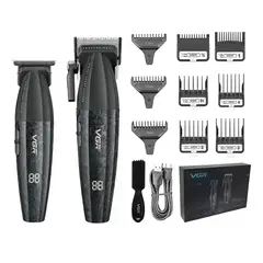 OEM - Kit Máquina Barbería Pro Clipper Trimmer Vgr V-640 9000 Rpm Negro