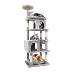 PET MOOD - Rascador Gimnasio Torre Premium Con Cuevas Y Camas Color Gris