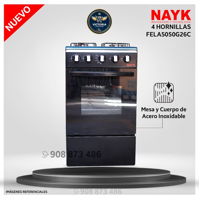 Cocina de 4 hornillas Acero Inoxidable FELA5050G26C - Modelo NUEVO