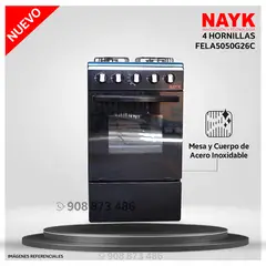 NAYK - Cocina de 4 hornillas Acero Inoxidable FELA5050G26C - Modelo NUEVO