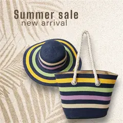 GENERICO - Cartera Playera Bolso Playero Tote Bag + Sombrero