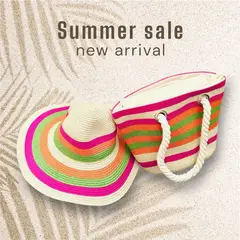 GENERICO - Cartera Playera Bolso Playero Tote Bag + Sombrero