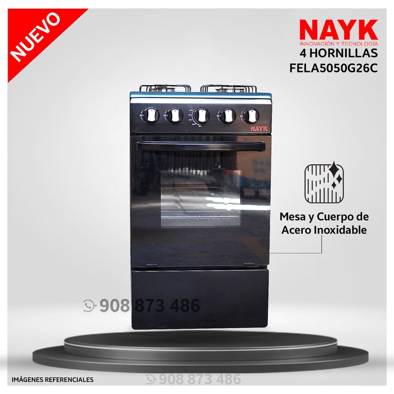 Cocina de 4 hornillas Acero Inoxidable FELA5050G26C - Modelo NUEVO