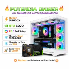 RYZEN - PC Gamer Pro ULTRA XTREME 5 9600X RAM 32GB DDR5 SSD 1TB GRAFICA ASUS RTX 5070 12GB.