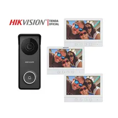 Hikvision - Kit Videoportero DS-KIS213 Analógico HD 2 Pantallas 7 pulgadas IP65