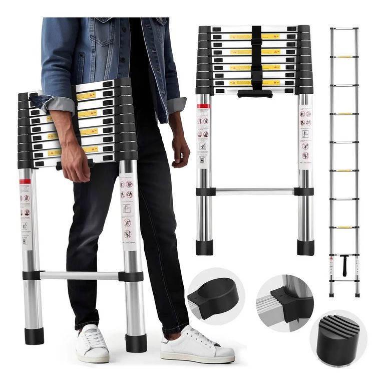 Escalera Telescopica Recta Plegable Retractil 3.90m