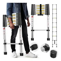 GENERICO - Escalera Telescopica Recta Plegable Retractil 3.90m