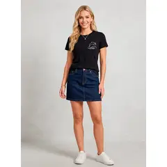 GENERICO - POLO PARA DAMA COLOR NEGRO CUELLO REDONDO CON DISEÑO DE DELFÍN