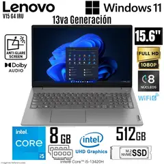 LENOVO - Laptop V15 G4 IRU Intel Core i5-13420H 8GB RAM 512GB SSD 15.6 FHD - 83A100GJLM