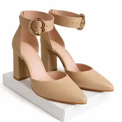 GENERICO - Zapato Media Estación Nude taco 9 - cuero