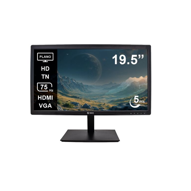 Monitor TE-1916S 19.5 Pulg HD TN 75 Hz 5ms HDMI VGA AUDIO OUT Parlantes