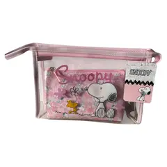 GENERICO - Neceser Peanuts rosado flores cosmetiquero set x 2