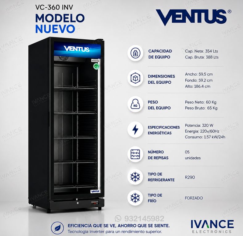 VISICOOLER INVERTER NEGRO 1 PTA 360L VC-360 INV