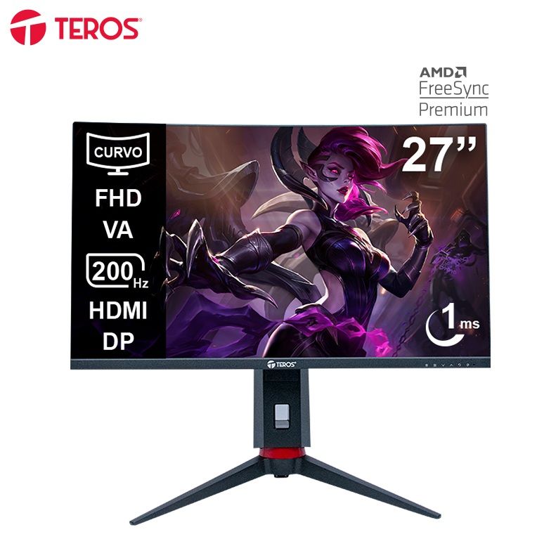 Monitor Curvo Gaming Teros TE-2788G, Pantalla 27" FHD VA, 200 HZ, 1 MS