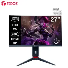 TEROS GAMING - Monitor Curvo Gaming Teros TE-2788G, Pantalla 27" FHD VA, 200 HZ, 1 MS