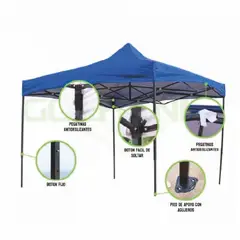 GENERICO - Toldo Plegable 3x3 Metros Protección, Resistencia y Fácil Instalación