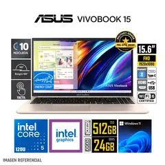 ASUS - Laptop VivoBook 15 X1504 Pantalla TACTIL (15.6" FHD) Intel Core 5-120U RAM 24GB SSD 512GB