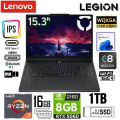 LENOVO - Laptop Legion 5 15AHP10 AMD Ryzen 7 260 16GB RAM 1TB SSD RTX 5060-8GB 15.3" WUXGA 165Hz