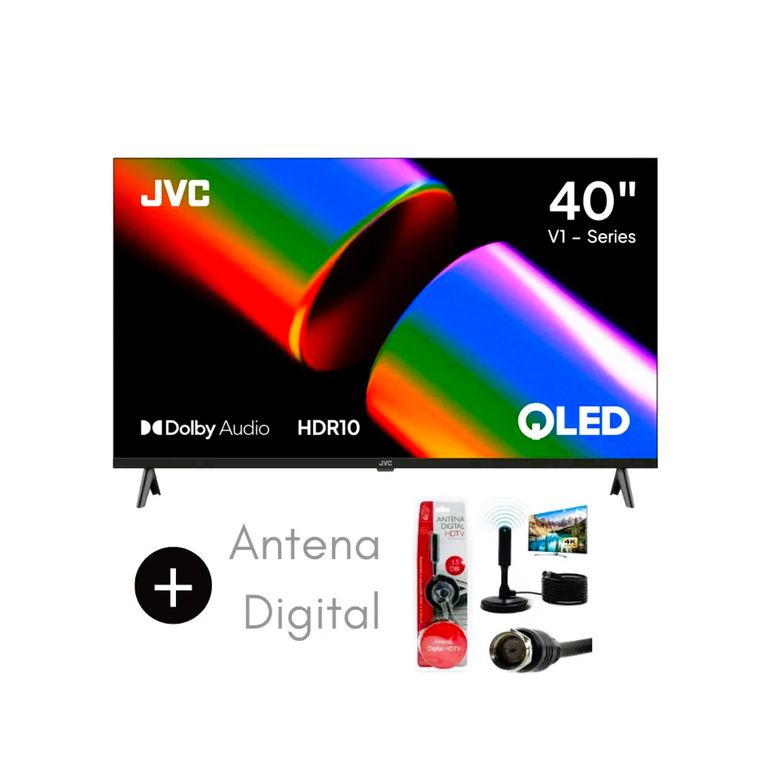 TELEVISOR JVC 40 PULGADAS QLED FHD Smart TV GOOGLE TV LT-40KB758 + Antena Digital