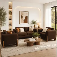 ALTO HOGAR - Juego de Sala Amarantha 3 2 1 Marrón Tapiz Antifluido