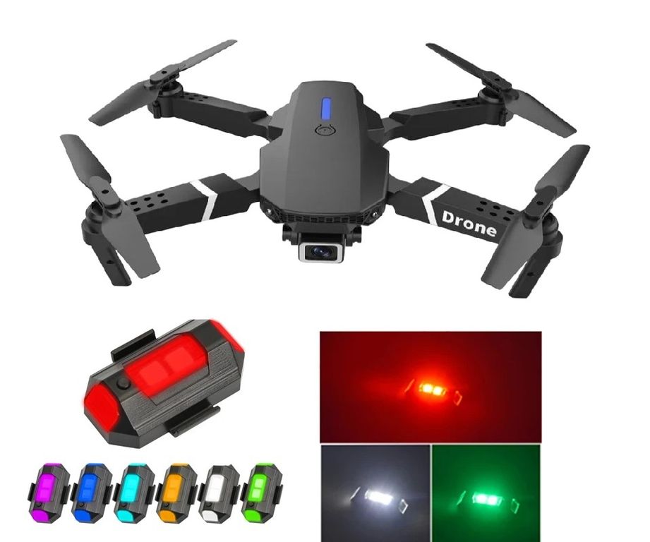 Dron E88 Pro 4K Dual Cámara WiFi HD Plegable Luz LED RGB Navidad Genieka