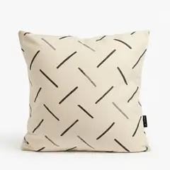 ZALMOHADAS - FUNDA DE COJIN BEIGE MINIMALISTA RAYAS NEGRAS 40X40 CM