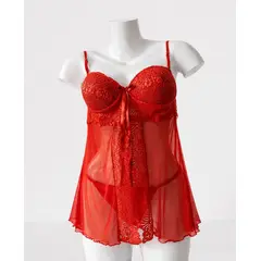 GENERICO - Lenceria Lolitas Babydoll Encajes Rojo