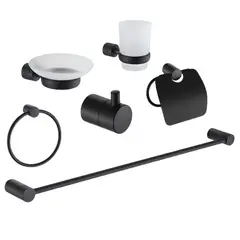 XM - SETS DE BAÑO 6PIEZAS REDONDO ACERO 304 NEGRO 74401