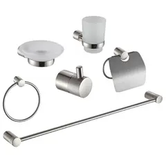 XM - SETS DE BAÑO 6PIEZAS REDONDO ACERO 304 SATINADO 74402