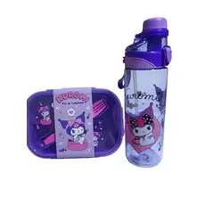 GENERICO - Pack Escolar Kuromi Lonchera Taper y Tomatodo Antiderrames