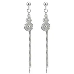 GENERICO - Aretes Largos Mujer Girasol Regalo Novia Plata 925