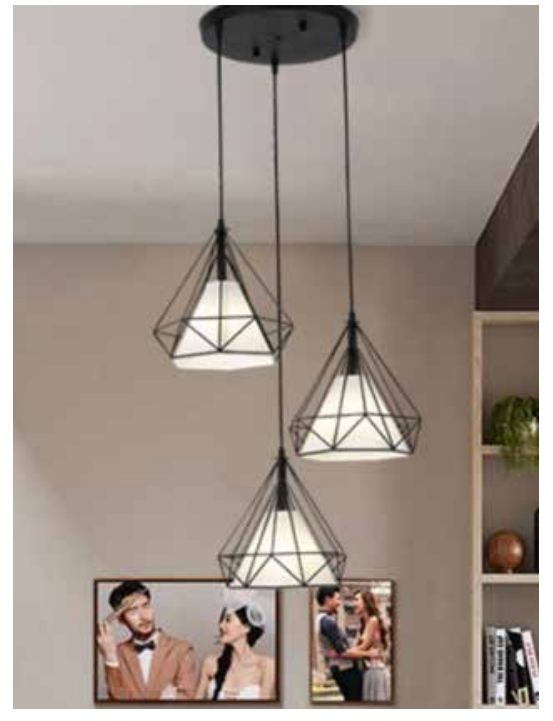 Lámpara colgante decorativa industrial 3 luces