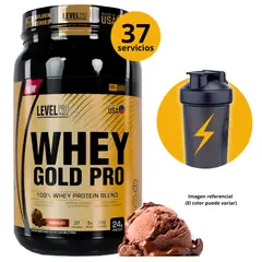 LEVEL PRO - NEW WHEY GOLD PRO DE 1kg CHOCOLATE + SHAKER -