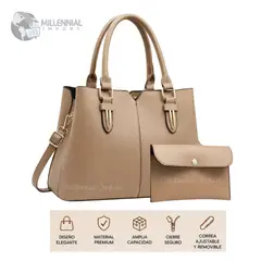 GENERICO - Cartera Millennial Elegante de Mano para Mujer color Beige