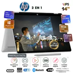 HP - LAPTOP 2 EN 1 CORE 5 120U 8GB 512GB SSD 14" 2K PANTALLA TACTIL WINDOWS 11