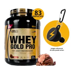 Level Pro - NEW WHEY GOLD PRO DE 2.5kg CHOCOLATE + PORTASUPLEMENTO -