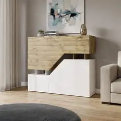 MASIVA HOME - Aparador Escanor 4 puertas Blanco y Marron -