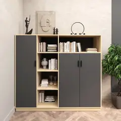 MASIVA HOME - Aparador Kiara 3 puertas Negro y Marron-