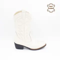 FAR WEST - Botas Texanas Niña Mid Cuero Hueso