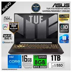 ASUS - Laptop TUF FX507VV-WS74 Intel Core i7 13620H 16GB RAM 1TB SSD RTX 4060 8GB 15.6" FHD Windows 11(90NR0BV7-M00J80)