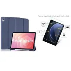 CASE - Funda Porta pencil compatible Para tablet s11 de 11 pugadas azul + mica de vidrio