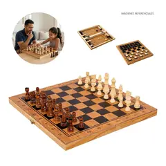GENERICO - Juego de Mesa Plegable 3 en 1 - Ajedrez Damas Backgammon 39cm