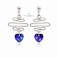FERNANDA ROMERO JOYAS Y ACCESORIOS - Aretes "Corazón de Cristal Morado Tornasol ZigZag" - Cristales austriacos y Plata